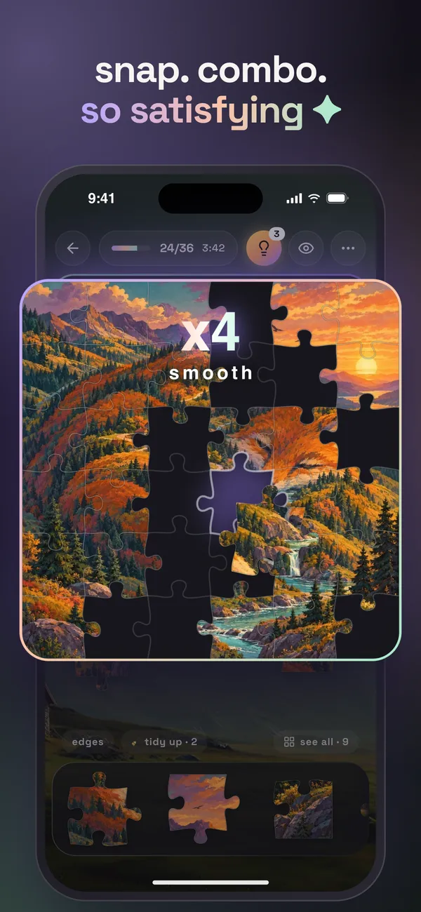 A puzzle in progress with an x4 combo